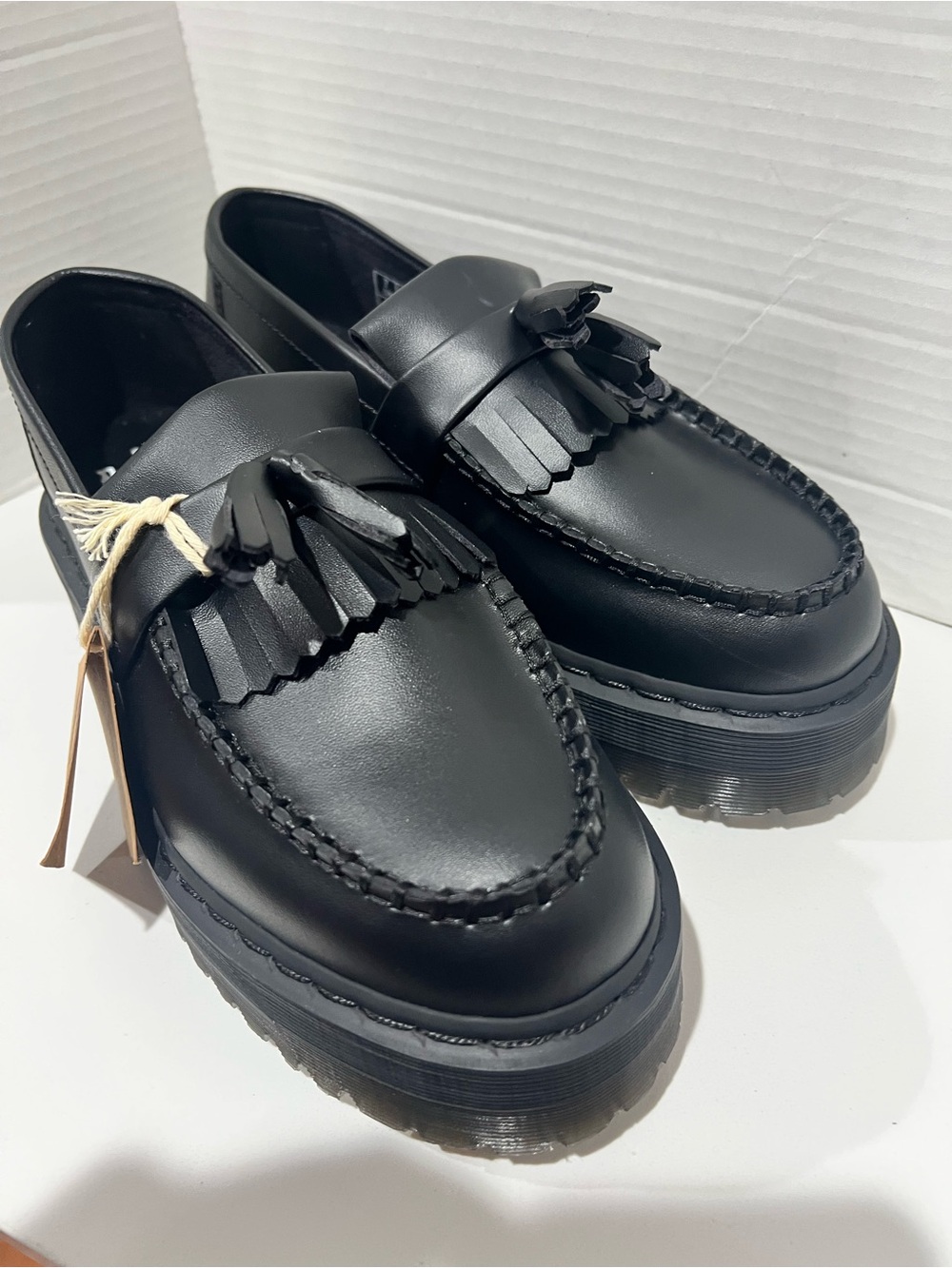 Dr. Martens Vegan Adrian Quad Platform Tassel Loafers Size W9